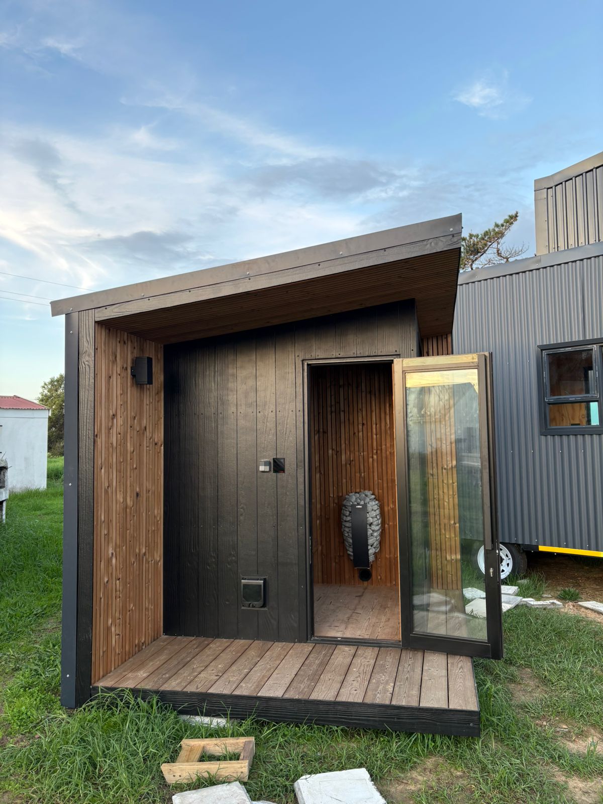 Khaya sauna exterior — real product